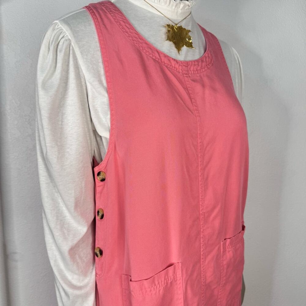 Vintage 90s Pink Pinafore Jumper Dress Minimalist Cottagecore Maxi AKS Medium